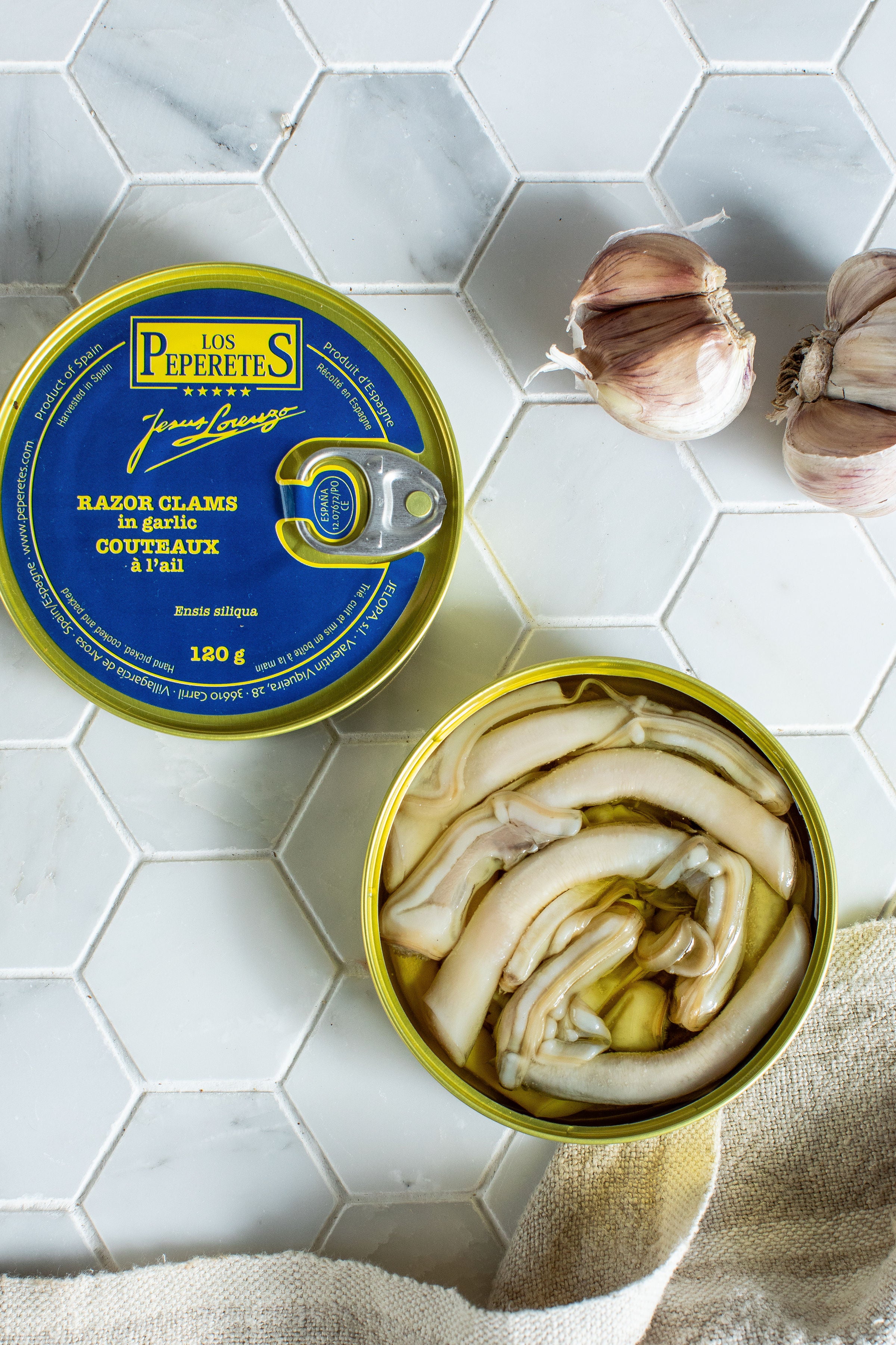 Los Peperetes Razor Shell Clams in Garlic and EVOO sauce (120g)