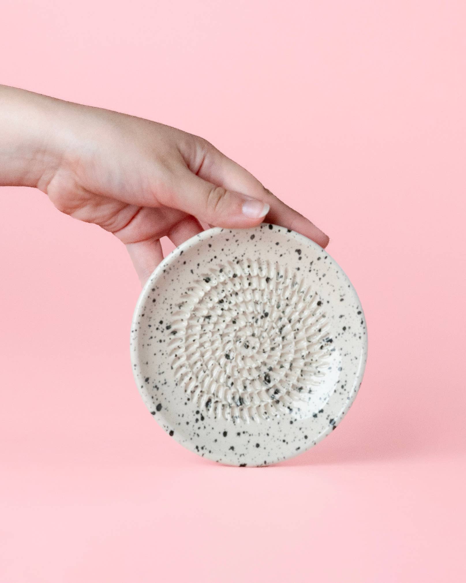Small Ceramic Garlic Grate Plate / Granite.